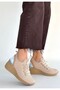 Weor Premium Beige Knitwear Lace-Up Women's Wedge Heeled Sneaker - 2