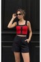 Strapless Sleeveless Button Detail Tricot Women's Bluz