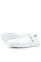 Genuine Leather Women's White Lace-Up Star Sneaker Shoes - 6