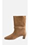 Vivienne Classic Heeled Boots Daily Genuine Leather Light Tan Suede - 8