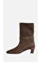 Vivienne Classic Heeled Boots Daily Genuine Leather Brown Suede - 7