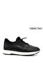 Men's Black Lycra Rubber Laced Genuine Leather Comfort Sneaker