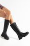 Women's Black Below-The-Knee Zippered Comfortable Boots - 3