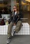 Black Leather Jacket with Attached Collar and Epaulettes - 1047 - 5