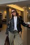 Black Leather Jacket with Attached Collar and Epaulettes - 1047 - 3