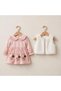 Girl's Floral Embroidered Dress with Fur Detail - 2