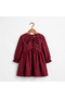 Girl's Stylish Dress with Pearl Detail and Bow – Long Sleeve Dress with Gathered Waist - 2