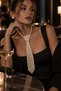 White Pearl Design Tie Necklace – Elegant and Modern Accessory for Women - 7