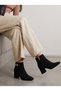 Phoebe Alma Women's Pointed Toe Heeled Boots 0012658 Black Suede