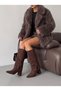 Vega Amara Women's Pointed Toe Heeled Boots 0012721 Brown Suede - 2