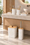 Natural Bamboo Detailed 5 Piece Bathroom Set, White, 8 Liters, 21 X 19 X 25 cm - 4