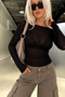 Boat Neck Sheer Blouse - 3