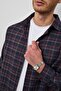 Dragon Relaxed Fit Cotton Checkered Flannel Men's Shirt - Burgundy - 3