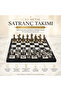 Luxury metal chess set with roman army figures, chrome plated black marble patterned 20 cm premium set