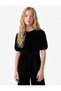 Balloon Sleeve Crew Neck Velvet Jumpsuit - 2