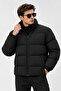 New Now Men's Black Inflatable Coat with Stand Collar for Winter - Water and Wind Resistant - 3