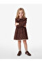 Cotton Loose Fit Long Sleeve A-Line Doll Collar Flannel Floral Dress