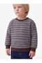 Cotton Crew Neck Long Sleeve Striped Oversize Sweatshirt - 3