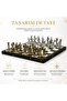 Luxury metal chess set with pegasus horse figure, chrome plated, green marble patterned 20x20 cm gift set - 2