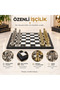 Luxury Metal Chess Set Chrome Plated Classic Gold Themed Figures – Black Marble Patterned Board - 8