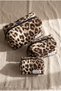 Leopard Patterned Quilted 3-Piece Makeup Travel Organizer and Cosmetic Bag Set - 3