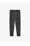 Elastic Waist Heart Patterned Cotton Leggings - 4