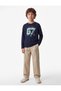 Printed Crew Neck Long Sleeve Cotton T-Shirt