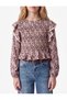Long Sleeve Crew Neck Gipeli Floral Viscose Blouse - 2