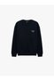 Long Sleeve Comfortable Fit Three Yarn Threaded Cotton Crew Neck Sweatshirt with Printed Back - 6