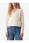 Long Sleeve Slim Fit Double Breasted Collar Tie Detail Knit Sweater - 2