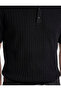 Regular Fit Short Sleeve Cotton Textured Button Polo Neck Knitwear T-Shirt - 5