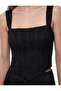 Asymmetrical Cut Zippered Slim Fit Square Neck Lace Corset Bustier - 4