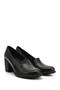 Women's Black Medium Thick Heeled Genuine Leather Shoes - 4
