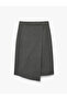 Normal Waist Asymmetrical Cut Double Breasted Midi Skirt - 6