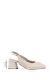 Women's Beige Medium Thick Heeled Open Back Shoes - 2