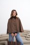 Women's Brown Button Detailed Cape Trench Coat - 5