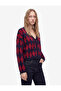 V-Neck Long Sleeve Tie-Up Diamond Patterned Knitwear Cardigan with Pockets - 2