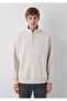 Beige Basic Sweatshirt with Half Zipper 0S10278-70144 - 3