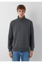 Anthracite Basic Sweatshirt with Semi-Zipper 0S10278-91268 - 3