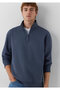 Half-Zip Navy Blue Basic Sweatshirt 0S10278-70759