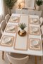 Ruffled Runner and American Service Set – 7 Piece Beige Tablecloth & Placemat Set - 2