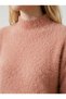 Women's Half Turtleneck Plush Knit Sweater - Oversized Knitwear with Soft Texture - 2