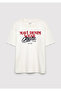Logo Printed Ecru T-Shirt Loose Fit / Comfortable Cut 6610486-70057 - 2