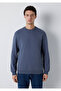Crew Neck Navy Blue Basic Sweatshirt 0S10457-80776 - 3