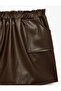 Faux Leather Skirt with Pockets, Elastic Waist and Ruffles - 7