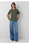 Khaki Basic Interlock T-Shirt Loose Fit / Comfortable Loose Cut 1613820-80714 - 3