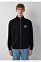 M0S10655 Logo Printed Zippered Men's Sweatshirt Black - 3