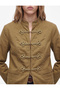 Long Sleeve Ornate Buttoned Pocketed Napoleon Closure Stand Collar Jacket - 5