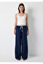 Linen Blend Navy Blue Trousers 1011269-82318 - 3