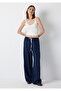 Linen Blend Navy Blue Trousers 1011269-82318 - 2